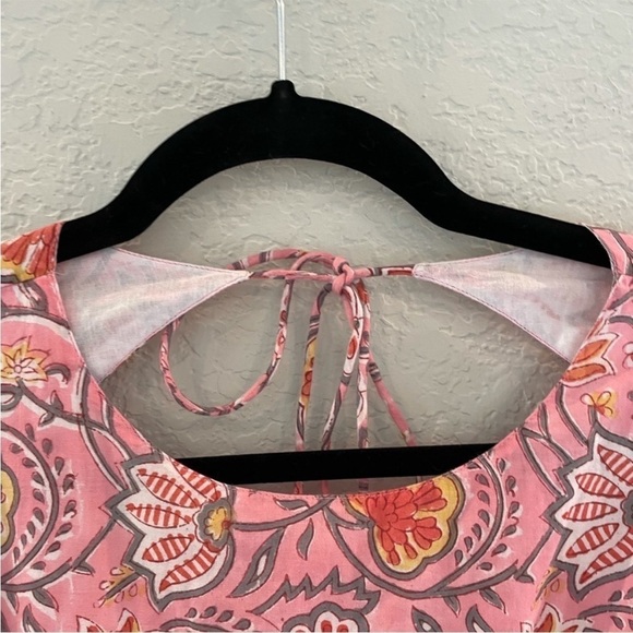 "Rosewater Reverie" Madison Mathews Boho Maxi Dress Backless Cotton Dress Large - Picture 6 of 14